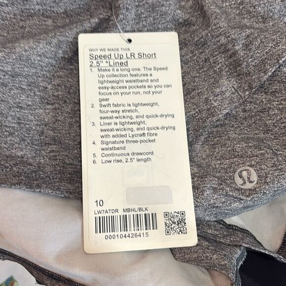 LULULEMON Speed Up Low rise shorts 2.5" lined Sz 10 MBHL BLK NWT$68 - Picture 3 of 5